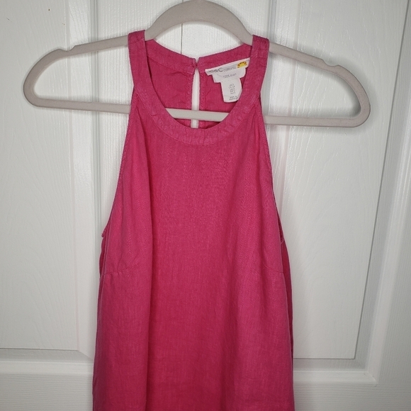 C & C California Linen Dress S A Line Key Hole Lagenlook Minimalist Contemporary - Picture 3 of 11